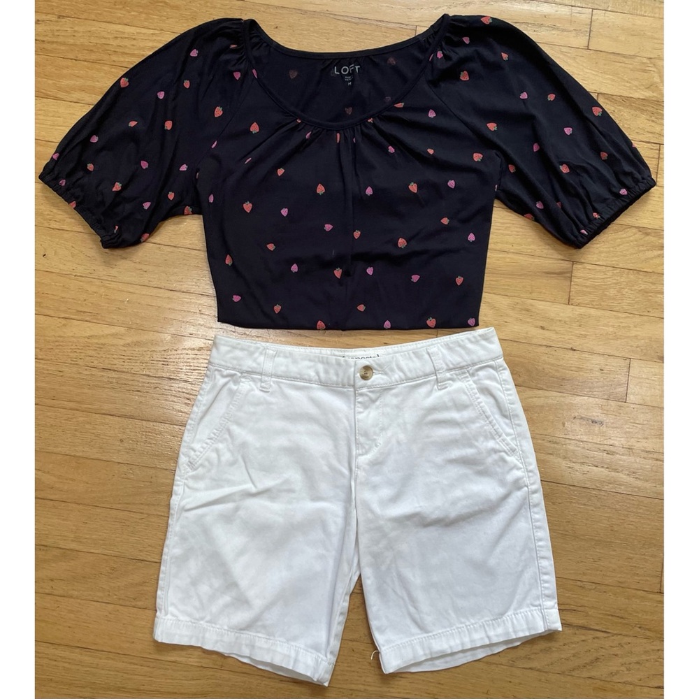Strawberry Shirred Puff Sleeve Top